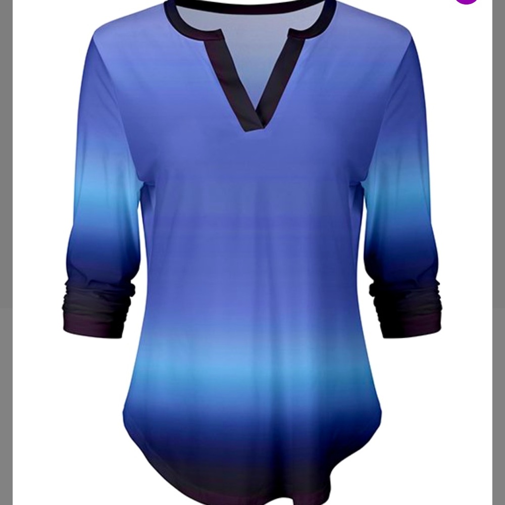 Black & Blue Notch Neck Top